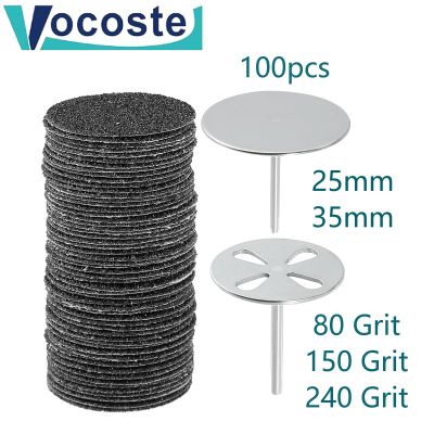 ✣❖◕ VOCOSTE 100pcs Replace Sanding Paper With Disk 25mm 35mm 80 Grit Pedicure Sandpaper Nail Drill Bit Accessories Foot Calluse Tool