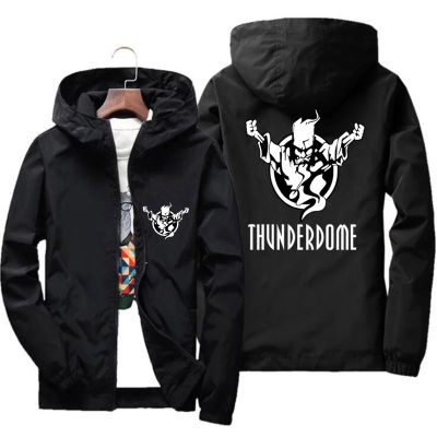 Thunderdome ฮาร์ดคอร์ขนาดบวกบางแจ็คเก็ตเสื้อกันลมคลุมด้วยผ้าซิปผู้ชายผู้หญิงสบายๆพ่อแม่และลูกชายหญิงนักบินเสื้อ7XL