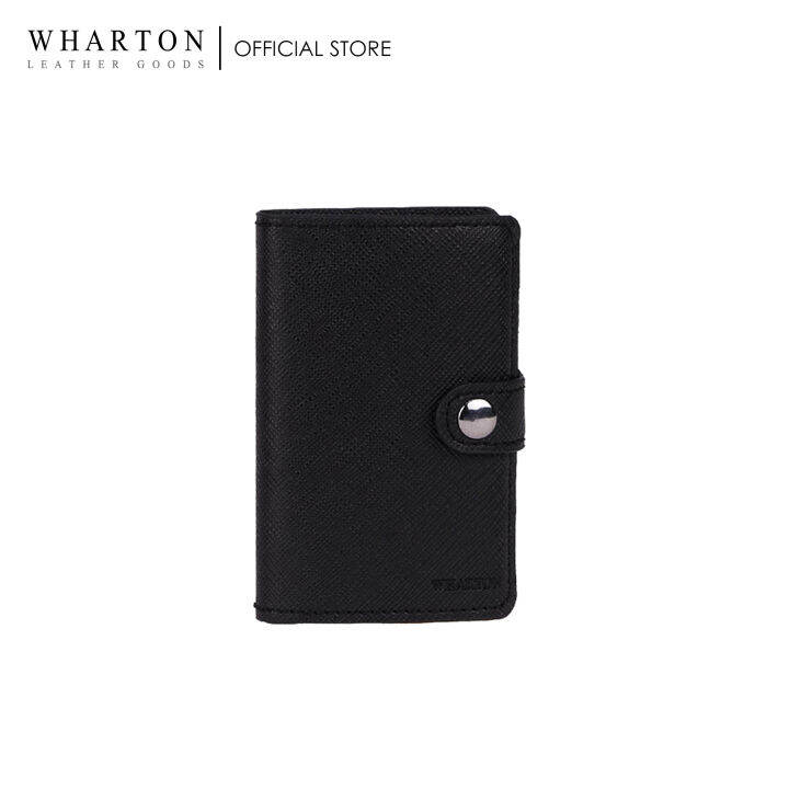 Wharton Small Leather Metal Compartment Card Holder, Business Card Case