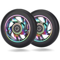 2 Pcs 100Mm Scooter Replacement Wheels with Bearing Stunt Scooter Pu Wheels for Rocking Cars, Extreme Cars, Scooters