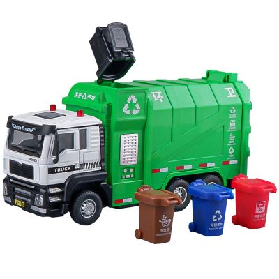 Alloy Pull Back Garbage Hygiene Truck Model, Simulation Garbage Transport Truck, Environmental Protection