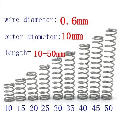 【Worth-Buy】 เส้นผ่านศูนย์กลางลวด20ชิ้น = 0.6Mm Od = 10สเตนเลสสตีลส่งคืนขนาดเล็กแบบไมโครกลับคืนสู่ป้องกันการกัดกร่อนสปริง L = 10-50