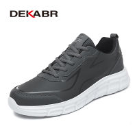 DEKABR หนังเทียมผู้ชายรองเท้าลำลองชายฤดูใบไม้ผลิผู้ชายรองเท้าแสงสบายๆรองเท้าผ้าใบ Lac-Up แฟลตระบายอากาศกลางแจ้ง Sapato