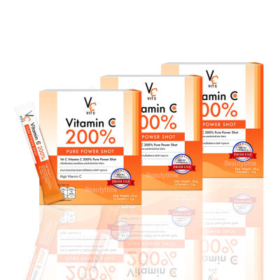 VC Vit c Vitamin C 200% Pure Power Shot High Vitamin C 3,000 mg. (14 ซอง x 3 กล่อง)