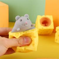 Stress-relieving Pet Cheese Mouse Cheese Pinch Fun Stress Ball Vent Squirrel Cup Prank Toy Fidget Toys