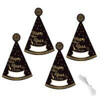 4-pcs Happy New Year Paper Hat Black And Gold Tiara New Year 39;s Eve Party Supplies Party Decorations Christmas Decor Navidad Gift