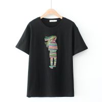 【มีไซส์ใหญ่】Plus Size Womens Short Sleeve Summer Tshirts Cute Embroidery Tops Casual Oversized A-line Tee