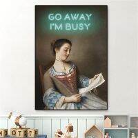 โปสเตอร์วินเทจ Go Away I M Busy อ้างพิมพ์ตลกพิมพ์ Cheeky Wall Art ภาพวาดผ้าใบ Home Reading Room Coffee Bar ตกแต่ง