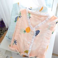 ㍿✾♈ Wholesale double-layer gauze confinement clothes spring and summer postpartum thin breastfeeding clothes large size pregnant women breastfeeding pajamas summer home