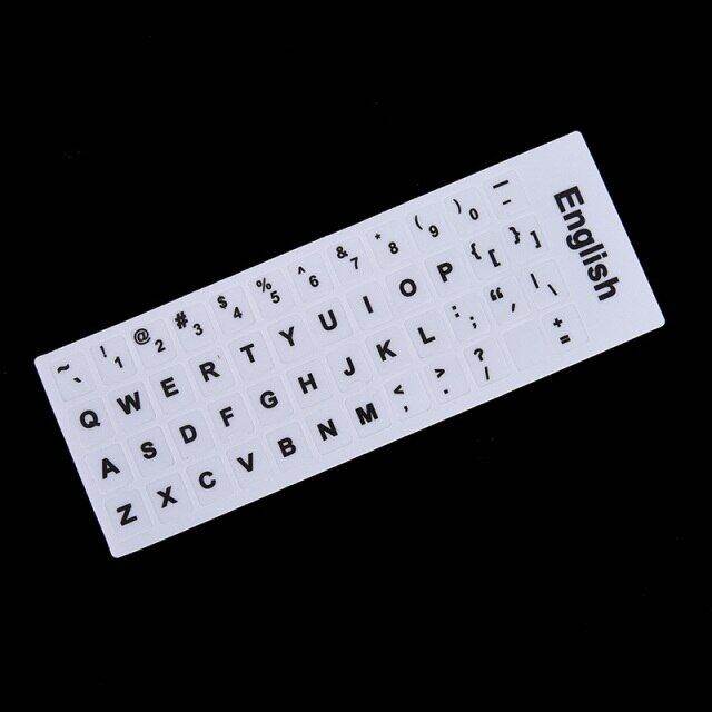 English Keyboard Replacement Stickers White On Black Any Pc Computer Lapfor Notebook Computer Pc