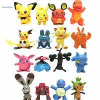 JUNNYA ของเล่นตกแต่ง4-5ซม. 24ชิ้น/ชุดของเล่นอนิเมะการ์ตูน Pikachu โมเดลเคลื่อนไหวตุ๊กตาขยับแขนขาได้โปเกมอน