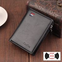 Mens Wallet Short RFID Anti Demagnetization Buckle Zipper Coin Bag US Dollar Clip Anti-Theft Brush Passport Bank Card Holder