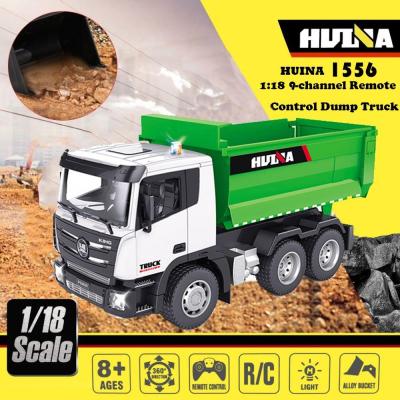 รถบังคับวิทยุ  RC Excavator   Huina 1556 รถบรรทุก Dump  RC อัตราส่วน  1:18  คลื่นความถี่ 2.4 GHz 11CH RC สามารถยกดั้มได้ มีไฟ  ยานพาหนะก่อสร้าง สร้างทักษะ