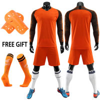 Kids Adult Goalkeeper Uniforms Suit Football Jerseys Men Boys Women Long Sleeve Soccer Jerseys Set with socks+Shin guards