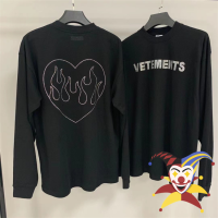 แขนยาว Vetements เพชรเสื้อยืดผู้ชายผู้หญิง1:1ที่มีคุณภาพสูงเสื้อยืดเสื้อยืดสีดำ