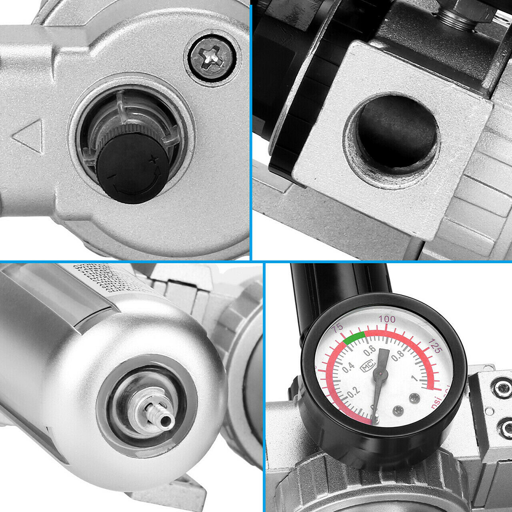 G1/2" Air Compressor Filter Water Oil Separator Trap Tools With/Regulator Gauge` 