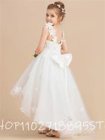 2022 Glitter Sequins สาวดอกไม้ชุดเจ้าหญิงโบว์ชุดสาวแขนสาวงานแต่งงานชุด First Communion ชุด...