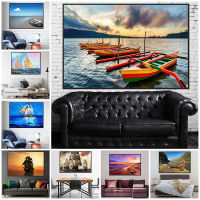 Nordic Style Prints Picture Colorful Sail Boat Sunset Seascape Modular Canvas Painting No Frame Poster Decoration Wall Art Home