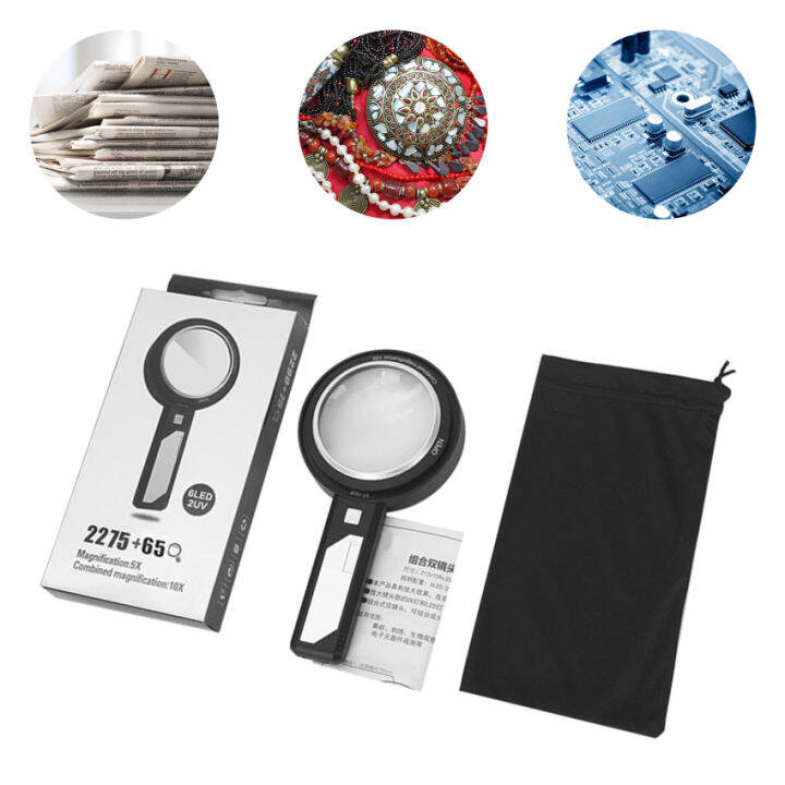 6 LED Light 15X Magnifying Glass Lens Mini Pocket Handheld Microscope