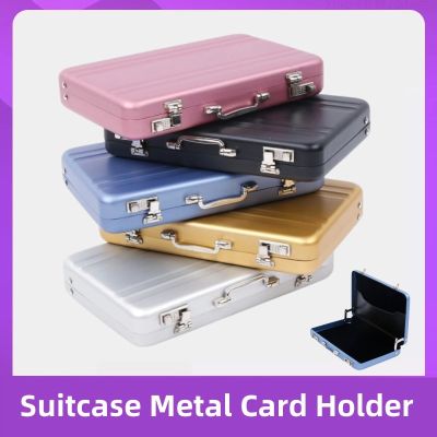 【CC】♙  Business Card Metal Aluminum Holder Men Credit Suitcase Wallet Sleev
