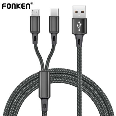 [HOT RUXMMMLHJ 566] FONKEN 2In 1สาย USB สายชาร์จแบตเตอรี่โทรศัพท์มือถือแยกไมโคร USB ประเภท C สายเคเบิลสำหรับ Xiaomi Samsung ชาร์จไฟรวดเร็วโทรศัพท์แอนดรอยด์