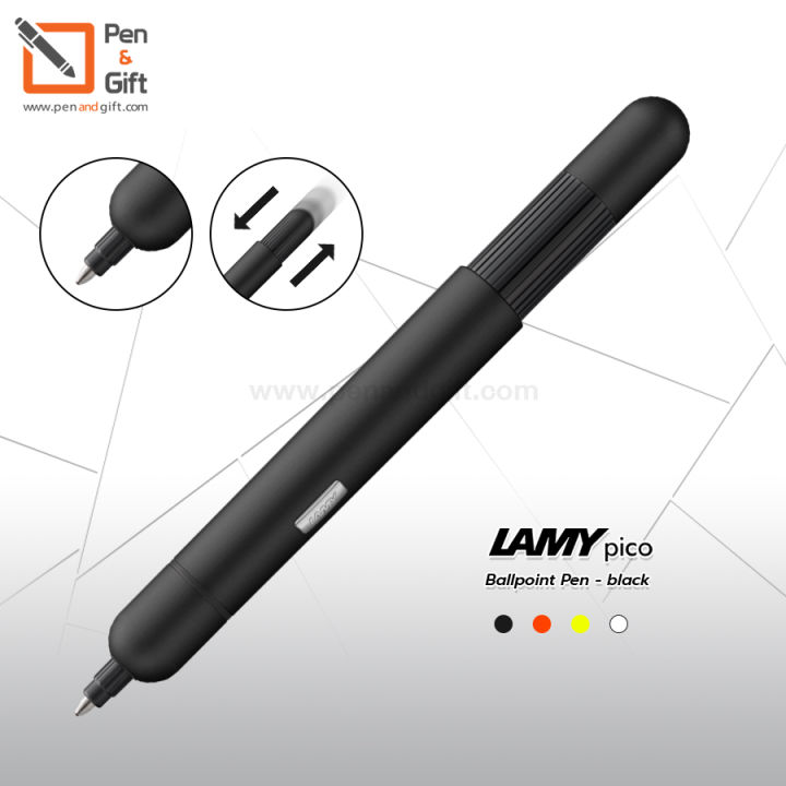 lamy-pico-ballpoint-pen-black-white-laser-orange-chrome-matte-chrome-blue-ปากกาลูกลื่น-ลามี่-พิโค่-สีดำ-ขาว-ส้ม-เงิน-เงินด้าน-น้ำเงิน-ของแท้-100-penandgift