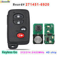 3+1 Button Smart Keyless Go Remote Key Fob FSK 312314.3433MHz 4D Chip for Toyota GT86 for Subaru WRX Board 271451-6920