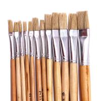 12ชิ้น/เซ็ตไม้ธรรมชาติ Rod หมู Bristle Paintbrush แปรงสีน้ำ Chese แปรงทาสี Art Supplies