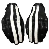 Retro Japan Prisoner Stripe Breath K Leather Glove Motorcycle Riding Rider Gloves Full Finger Racing Cross Dirt Bike Protection