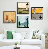 Landscape Love Dogs Pet Canvas Wall Art Paintings Posters and Prints Pictures Living Room Home Decor Vintage Nordic Abstract