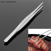 TOOL IMPROVER เงินสแตนเลสสตีลยาวอาหารแหนบตรงแหนบห้องครัวเครื่องมือ