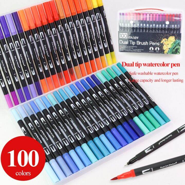 100-colors-dual-tip-brush-art-markers-pens-fine-tip-and-brush-watercolor-pens-for-drawing-painting-calligraphy-art-supplies