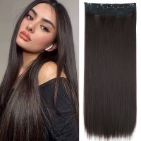 Synthetic Straight Clip In Piece Hair Extension 5 False Blonde Resistant Fake