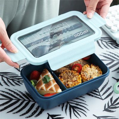 304 Stainless Steel Lunch Box Bento Box For School Kids Office Worker 2 Grids Microwae Heating Lunch Container Food Storage Box
