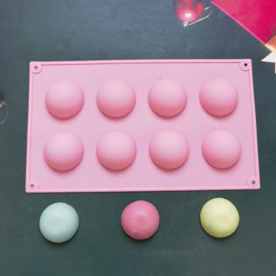 【lz】☒◇☞  8 Buracos 3D Bola Meia Esfera Rodada Moldes de Silicone para DIY Baking Pudim Mousse Bolo De Chocolate Mold Acessórios de Cozinha Ferramentas