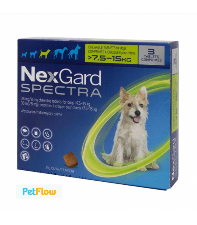 Nexgard Spectra Chewable tablet dog Ectoparasiticide 7.5kg-15kg ...