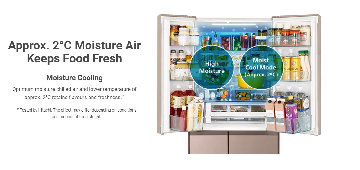HITACHI RHV490RS 379L 6DOORS EXTRA FRESH ROOM REFRIGERATOR MADE IN