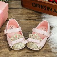 Newborn Baby Girl Shoes Infant Princess Dress Shoes Bling Pu Non-Slip Soft Sole Rubber Toddler Loafers Flat Toddler First Walk