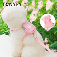 Cartoon Animals Pattern Dog Harness Leash with Backpack Kit Outdoor Walking Training Puppy Cat Harness Snack Bag Pet Products Leashes