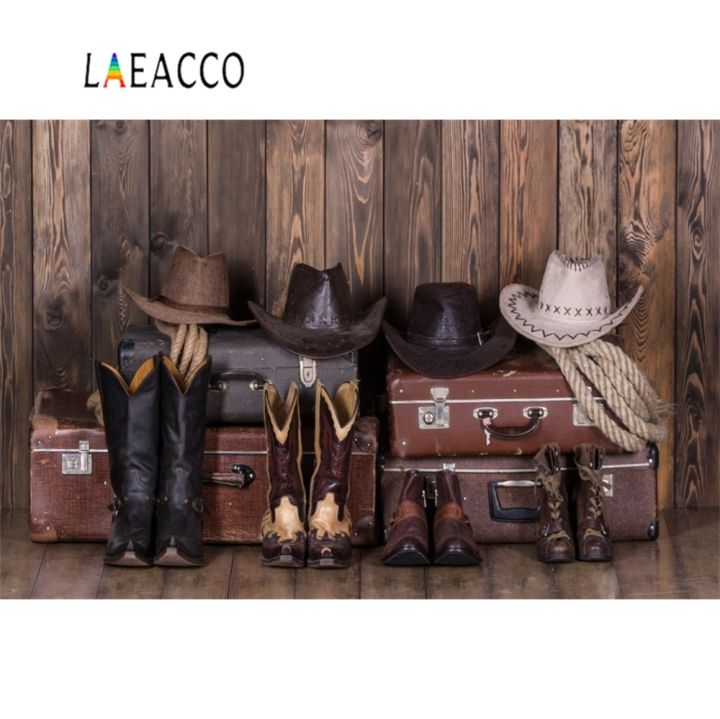 worth-buy-laeacco-หมวกคาวบอยตะวันตกกระเป๋าเดินทาง-usa-กระดานไม้สำหรับเด็กพื้นหลังถ่ายภาพสวยงามฉากพื้นหลังสำหรับสตูดิโอถ่ายภาพ