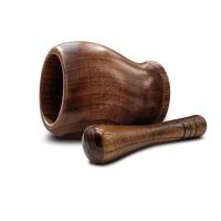 【CC】☞✵  Wood Mortar and Pestle Set with Lid Grinder Press Crusher Masher for Pepper Garlic Herb Spice Hot Sale Mills