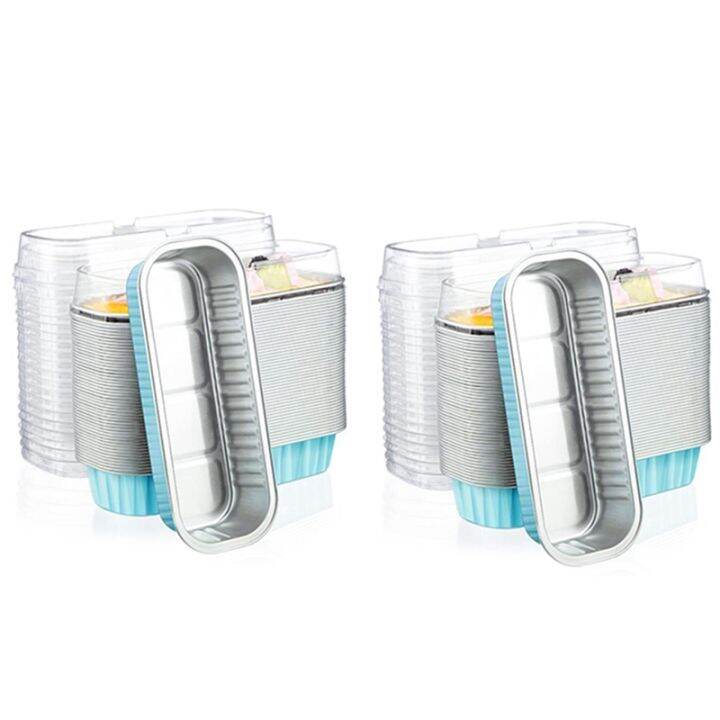 Aluminum Foil Bread Frying Pan,100Pcs Disposable Bread Pan with Lid