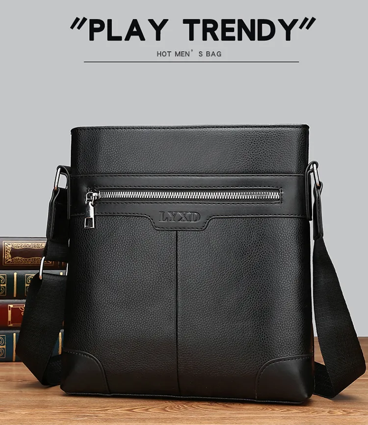 Popular Design PU Leather Fashion Man Messenger Bag Mens Designer