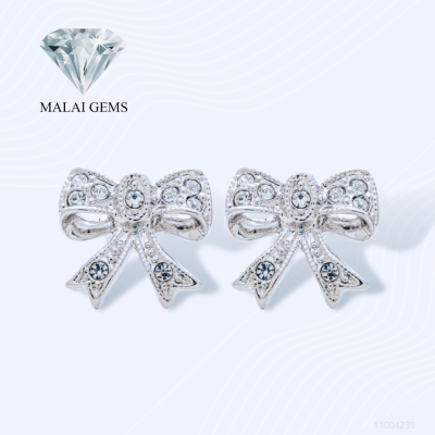 Malai Gems ต่างหูเพชร ต่างหูโบว์ เงินแท้ Silver 925 เพชรสวิส CZ เคลือบทองคำขาว รุ่น 11004239 แถมกล่อง