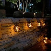 LED Solar Outdoor String Fairy Light 6/8 Ball Waterproof Flickering Flame Hanging Lamp For Wedding Party Garden Garland Decor