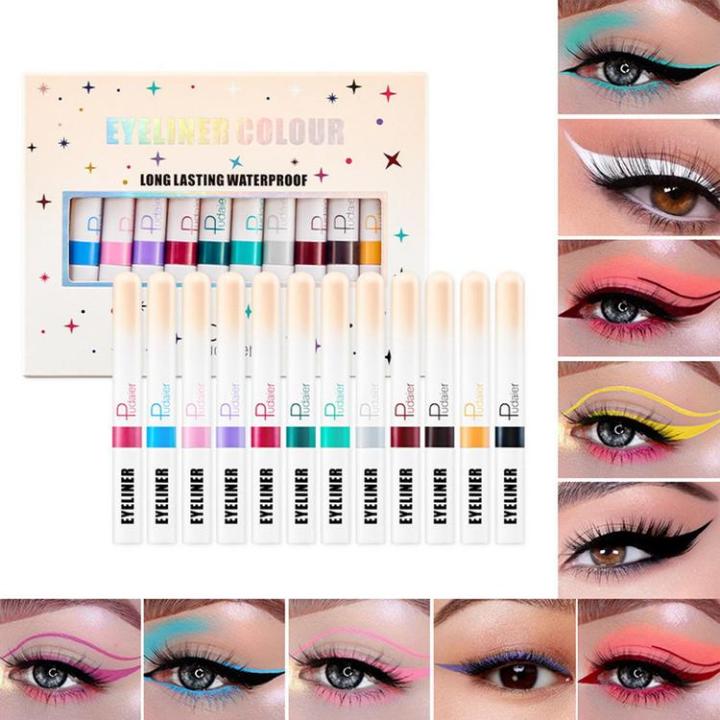 colored-liquid-eyeliner-12-colors-high-pigmented-color-eyeliner-gel-lasting-waterproof-eyeliner-professional-bright-colored-eyeliner-pen-set-smudgeproof-makeup-eyeliner-pen-advantage