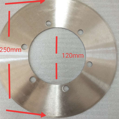 ใบมีดเครื่องผ่ากล่องลูกฟูก (โต250mmXใน120mm)เหล็กขาว