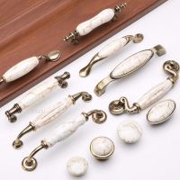 【LZ】▪■❁  Antique Furniture Handles Marble Vein Knobs and Handles Ceramic Handles for Kitchen Cupboards Cabinet Door knobs Drawer Pulls