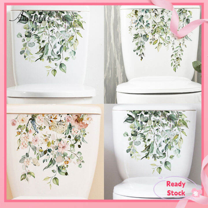 Amzplus Flower Toilet Stickers Self-Adhesive Toilet Lid Stickers ...