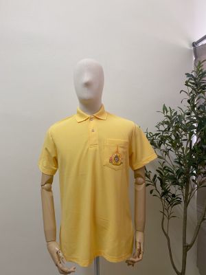 เสื้อโปโลสีเหลืองผู้ชาย เสื้อโปโลสีเหลืองล้วน เสื้อโปโลทำงาน-เสื้อเหลืองปัก